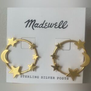 Madewell Gold Star and Moon Hoop Earrings